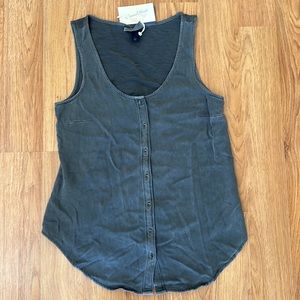 NWT! Dark Gray Button Up Tank Top.